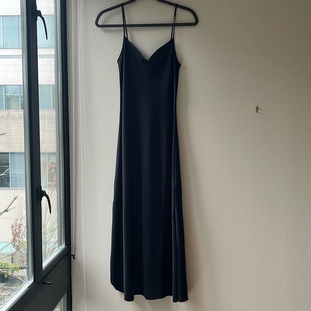 All Saints black midi bias-cut slip dress